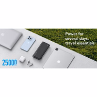 VEGER išorinė baterija 25000 mAh su įmontuotais kabeliais Type C / Lightning PD 130W TCE130 (W2503) juoda