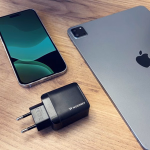 Įkroviklis Wozinsky GaN juodas 20W (USB / USB-C)