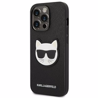 Karl Lagerfeld Saffiano Choupette Head Patch dėklas telefonui iPhone 14 Pro Max - juodas