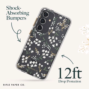 Ультратонкий антимикробный чехол Rifle Paper Co. для Samsung Galaxy S24+, с рисунком «Petite Fleurs»