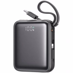 Išorinė baterija Joyroom JR-PBF27 juoda 10000mAh 22.5W PD / QC3.0 + integruotas Type-C / Lightning laidas