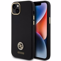 Guess Silikoninis Logo Strass 4G Dėklas telefonui iPhone 15 Plus / 14 Plus 6.7" - juodas