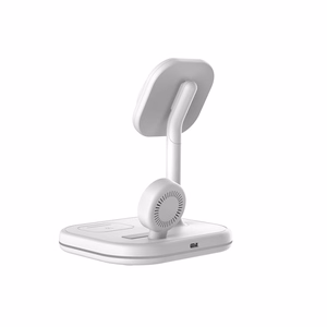 Tech-Protect QI15W-A27 3-in-1 indukcinis įkroviklis su MagSafe stovu išmaniajam telefonui / Apple Watch / AirPods - baltas