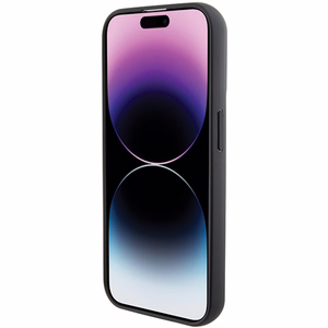 Karl Lagerfeld Fiksuotas blizgučių Choupette logotipas metalinis kaištis dėklas iPhone 15 Pro - sidabrinė