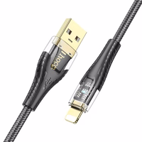Kabelis USB A į Lightning Hoco 2,4A 1,2 m U121 juodas permatomas