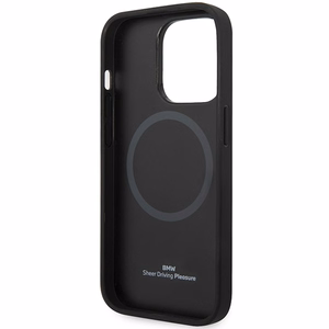 Dėklas telefonui BMW BMHMP14X22RFGR iPhone 14 Pro Max 6.7 - raudonas odinis diamantinio rašto MagSafe