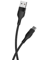 Maxlife MXUC-07 kabelis USB - USB-C 1,0 m 3A juodas nailonas