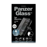 PanzerGlass E2E Microfracture antibakterinis stiklas su Swarovsky kristalu kameros dangteliu iPhone 12/12 Pro - su juodu rėmeliu