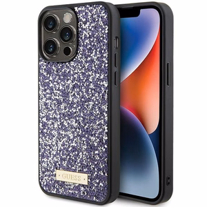 Guess Rhinestone Metal Logo dėklas telefonui iPhone 15 Pro Max - rožinis