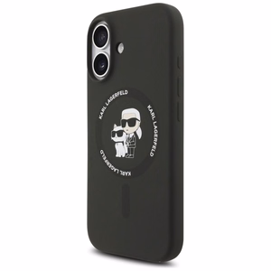 Dėklas Karl Lagerfeld Liquid Silicone Karl and Choupette MagSafe Apple iPhone 17 juodas
