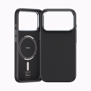 Benks magnetinis Armor Pro Kevlar dėklas su metaliniu rėmeliu 600D (A070) Iphone 17 Pro Max telefonui juodas (su fotoaparato valdymo mygtuku)