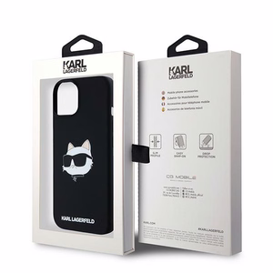 Karl Lagerfeld Silikoninis Choupette Head Magnetinis dėklas telefonui iPhone 15 Plus / 14 Plus – juodas