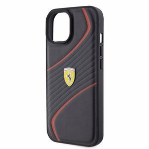 Ferrari FEHCP15SPTWK iPhone 15 6.1" juodas/juodas kietas dėklas Twist Metal Logo