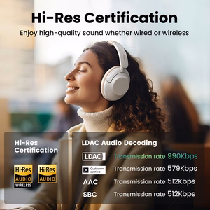 Ugreen HP202 HiTune Max5 antausinės belaidės ausinės su hibridiniu ANC triukšmo slopinimu baltos