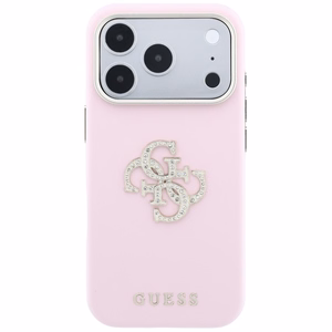 Guess Smooth & Big Strass Logo dėklas iPhone 18 Pro Max / 17 Pro Max – rožinis