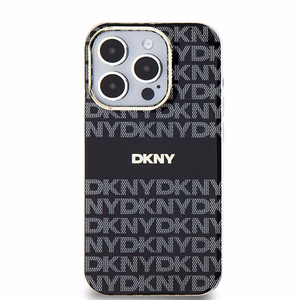DKNY IML mono ir dryžuotas magnetinis dėklas telefonui iPhone 15 Pro – juodas
