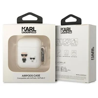 Karl Lagerfeld KLACA2SILKCW AirPods 1/2 dėklas baltas/baltas Silikoninis Karl & Choupette
