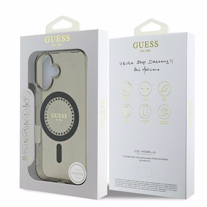 Guess IML Rhinestones Magnetinis dėklas telefonui iPhone 16 Plus - juodas