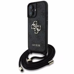 Guess 4G Big Logo Cord Stap dėklas telefonui iPhone 16 - juodas