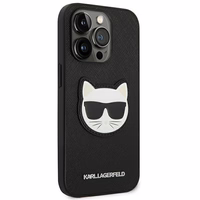 Karl Lagerfeld Saffiano Choupette Head Patch dėklas telefonui iPhone 14 Pro Max - juodas