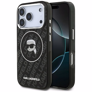 Karl Lagerfeld IML Karl Head Logo Magnetinis dėklas telefonui iPhone 17 Pro - juodas