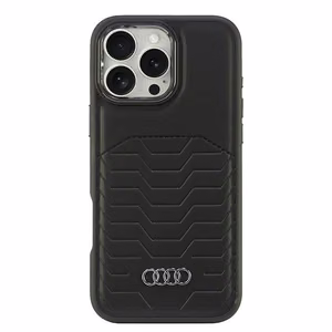 Audi Sintetinės odos Magnetinis iPhone 16 Pro Max 6.9" juodas/juodas kietas dėklas AU-TPUPCMIP16PM-GT/D3-BK