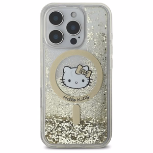 Hello Kitty Skystas Blizgesys Fever Magnetinis iPhone 16 Pro Dėklas - Auksinis