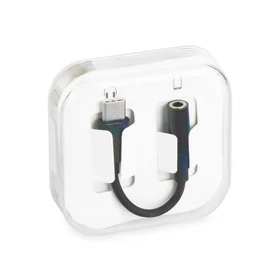 Adapteris AUX Type-C (vyriškas) į Jack 3,5 mm (moteriškas) dėžutėje juodas [DAC]