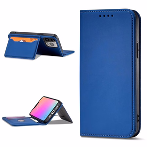 Magnetinė kortelių dėklas Samsung Galaxy S23+ atverčiamas dangtelis piniginė stovas mėlynas