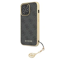 Guess GUHCP13XGF4GGR iPhone 13 Pro Max 6.7" pilkas kietas dėklas 4G Žavesių Kolekcija