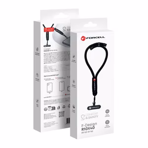 FORCELL F-DESIGN R10X40 riešo telefono virvelė su reguliuojamu ilgiu (maks. 20cm kilpoje) juoda