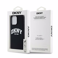 DKNY Liquid Silicone White Printed Logo MagSafe Dėklas telefonui iPhone 14 Pro Max - juodas (m)