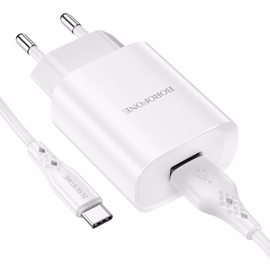 Borofone Sieninis įkroviklis BN1 Innovative - USB - 2,1A su USB į Type C baltas