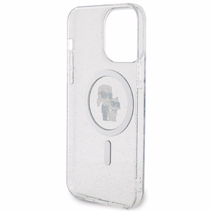 Karl Lagerfeld KLHMP14XHGKCNOT Karl & Choupette Glitter dėklas, skirtas iPhone 14 Pro Max 6.7", su MagSafe, skaidrus