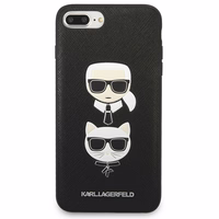 Karl Lagerfeld Saffiano Karl&Choupette Galvos dėklas telefonui iPhone 7 Plus / iPhone 8 Plus - juodas