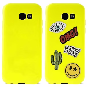 PURO Patch Mania dėklas, skirtas Samsung Galaxy A3 (2017), su 5 dekoratyvinėmis aplikacijomis, geltonas