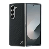 Mercedes Leather Wood Imitation MagSafe dėklas telefonui Samsung Galaxy Z Fold 6 - juodas