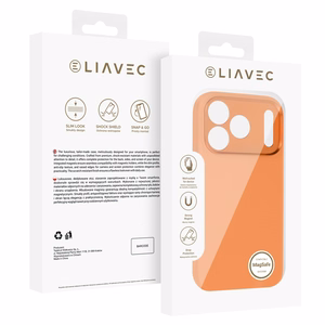 Liavec Silk Shield dėklas su metaliniu kameros rėmeliu, skirtas Iphone 17 Pro Max oranžinis