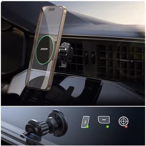 Belaidis automobilinis įkroviklis-laikiklis Joyroom (JR-ZS412) Magnetic Qi2 (MagSafe 15W) tvirtinamas ant ventiliacijos grotelių juodas