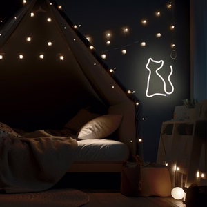 Neon LED Light CAT warm baltas Bat + USB FLNE03 Forever Light