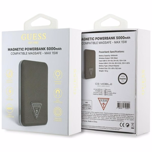 Guess Grained Triangle isorine baterija su MagSafe 5000mAh 15W USB-C - ruda