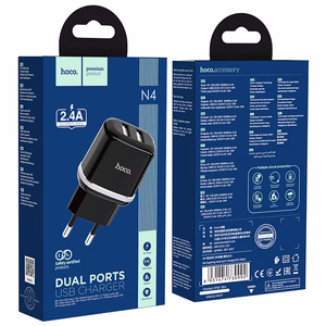 Įkroviklis Hoco N4 12W 2xUSB-A juodas