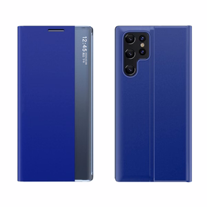 Naujas Sleep dėklas Samsung Galaxy S24 FE su atverčiamu dangteliu ir stovu - mėlynas
