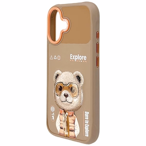 Nimmy Cool&Cute 2.0 Meškių teminis dėklas telefonui iPhone 17 - smėlinas
