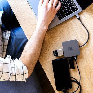 Green Cell AK61 knyginių kompiuterių dokas / jungčių replikatorius USB 3.2 Gen 1 (3.1 Gen 1) Type-C Sidabras