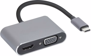 USB Type-C šakotuvas 4-in-1 USB 3.0 + PD 100W + HDMI 4k30Hz + VGA FullHD