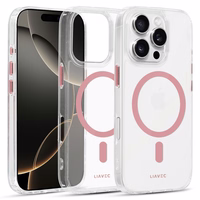 Liavec Blizgus Magnetinis Skaidrus dėklas telefonui Iphone 16 Pro rožinė