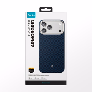 Mėlynas „Benks Magnetic Armor Air Armor Grid 600D“ kevlaro dėklas su metaliniu rėmeliu (C.K.FL.AP.BE.0072), skirtas iPhone 18 Pro / iPhone 17 Pro