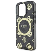 Guess IML Peony On 4G Background Magnetinis dėklas iPhone 16 Pro - juodas