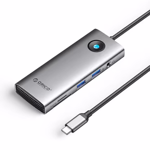 Orico PW11 8in1 USB-C Docking Station 2x USB-A 3.0 1x USB-C PD 100W 1x HDMI 4K 60Hz 1x microSD/SD 1x RJ45 Gigabit Ethernet 1x Audio 3.5mm - Gray